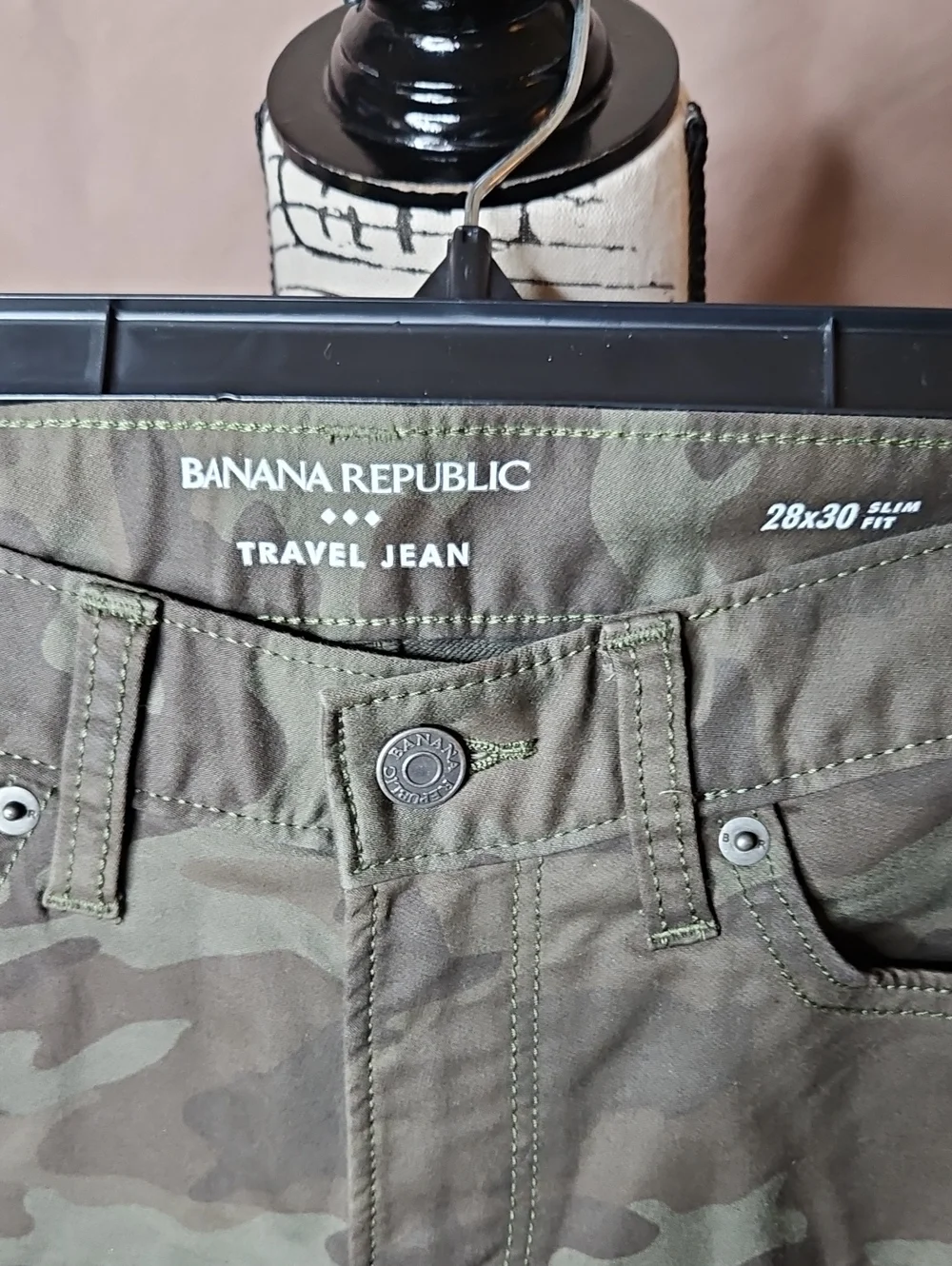 Banana Republic Factory Olive Green Camo Travel Jeans 28x30 Slim New with tags